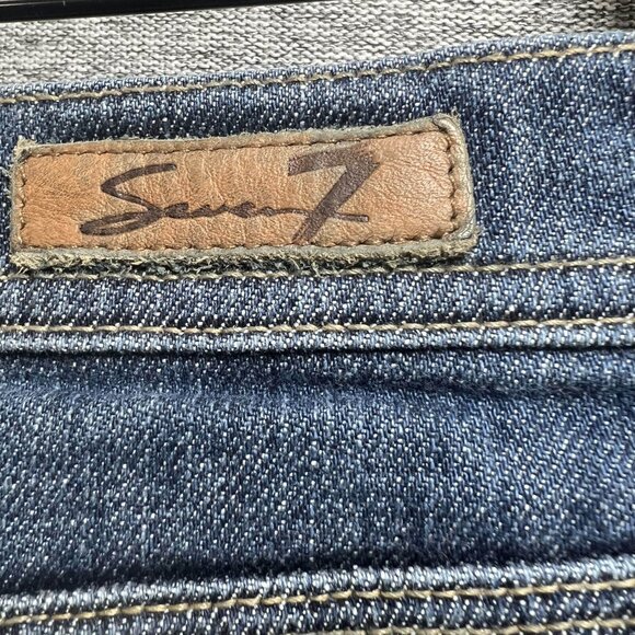 Seven7 Jeans Women 32 Blue Cropped Medium Wash Mid Rise Denim Cotton Casual - Picture 14 of 16